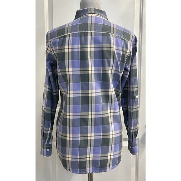 Lauren Ralph Lauren Plaid Shirt Womens Roll Tab Sleeve Flannel Purple Sz S EUC - Picture 4 of 8